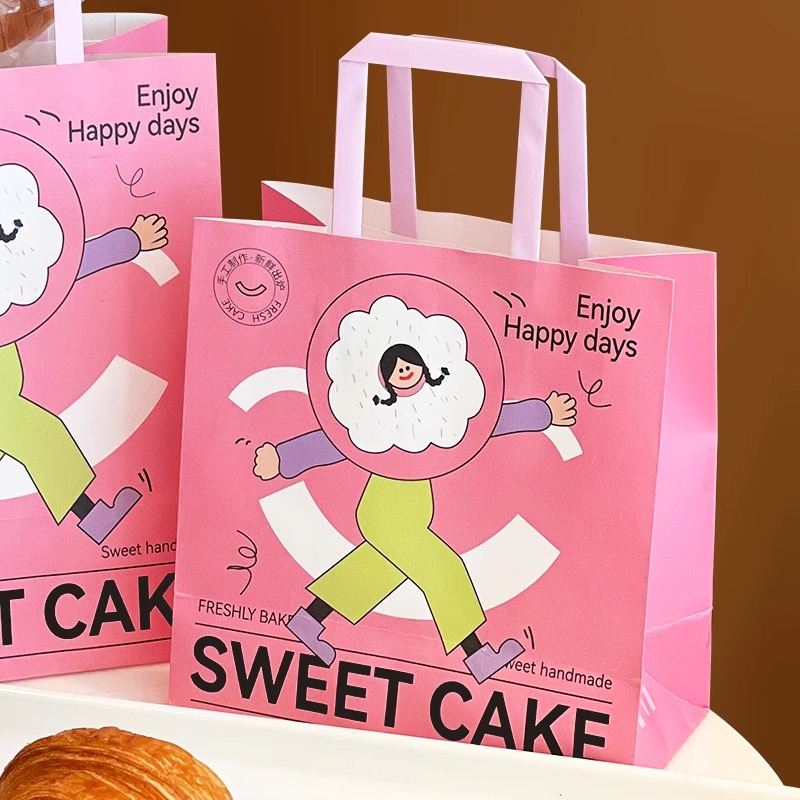 烘焙打包袋牛皮纸袋手提袋面包蛋糕甜品外卖包装纸袋子定制印logo