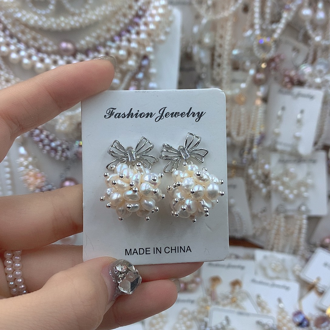 淡水珍珠耳饰银S925镶嵌