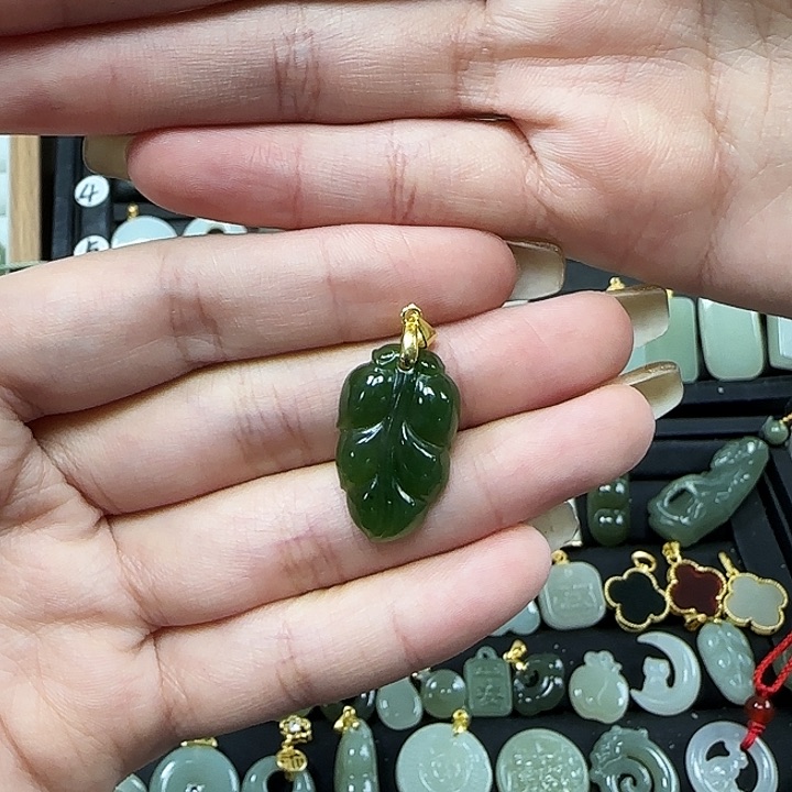 和田玉颈饰银S925镶嵌