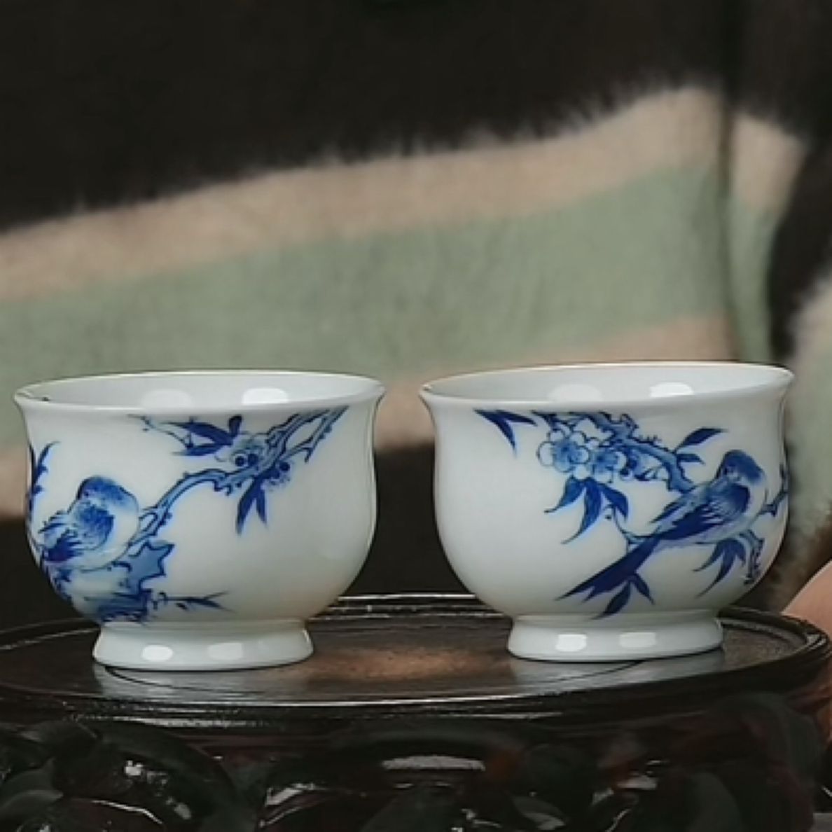 Y青花花鸟纹对杯