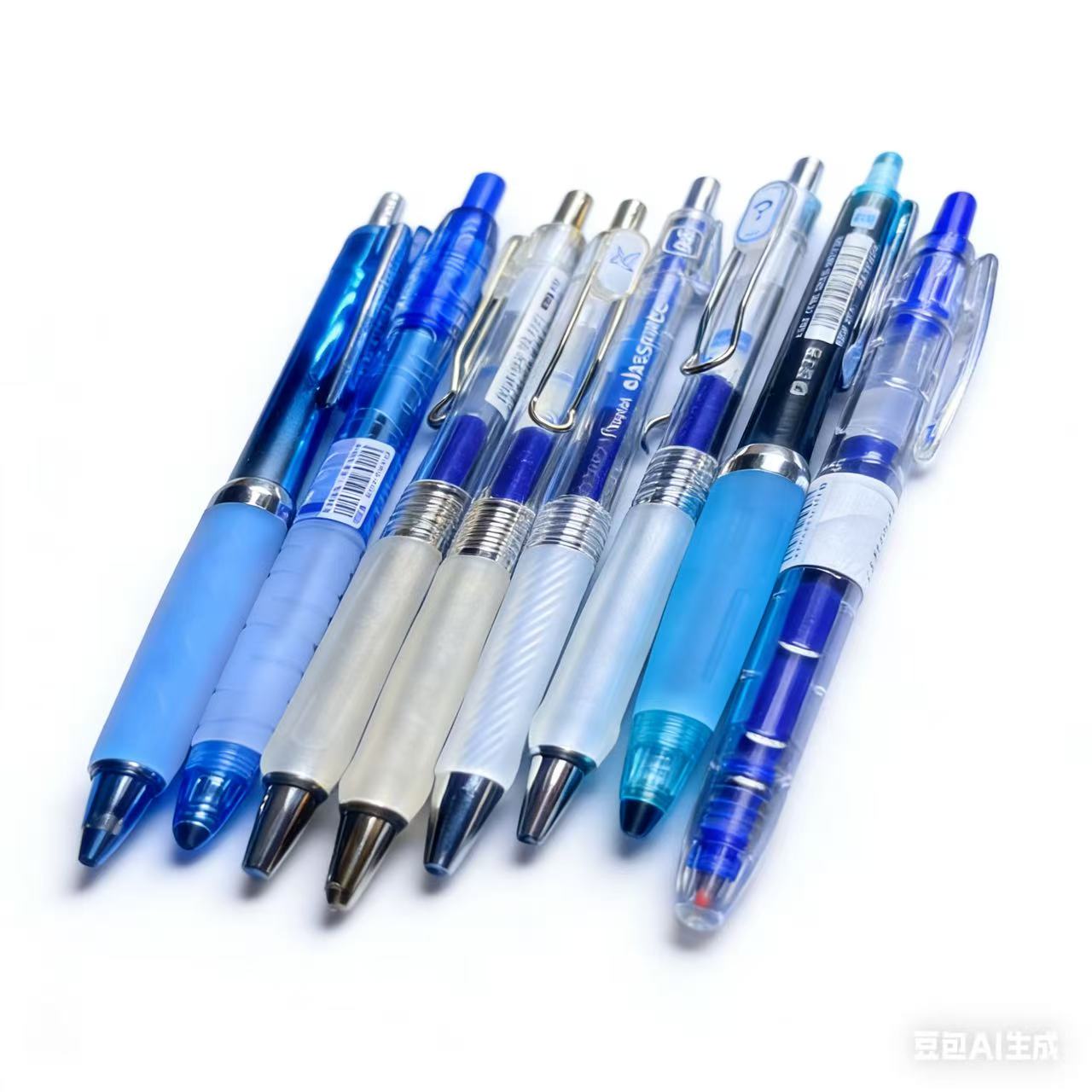 橙璞文具组合按动中性笔多个品牌蓝色组合8支