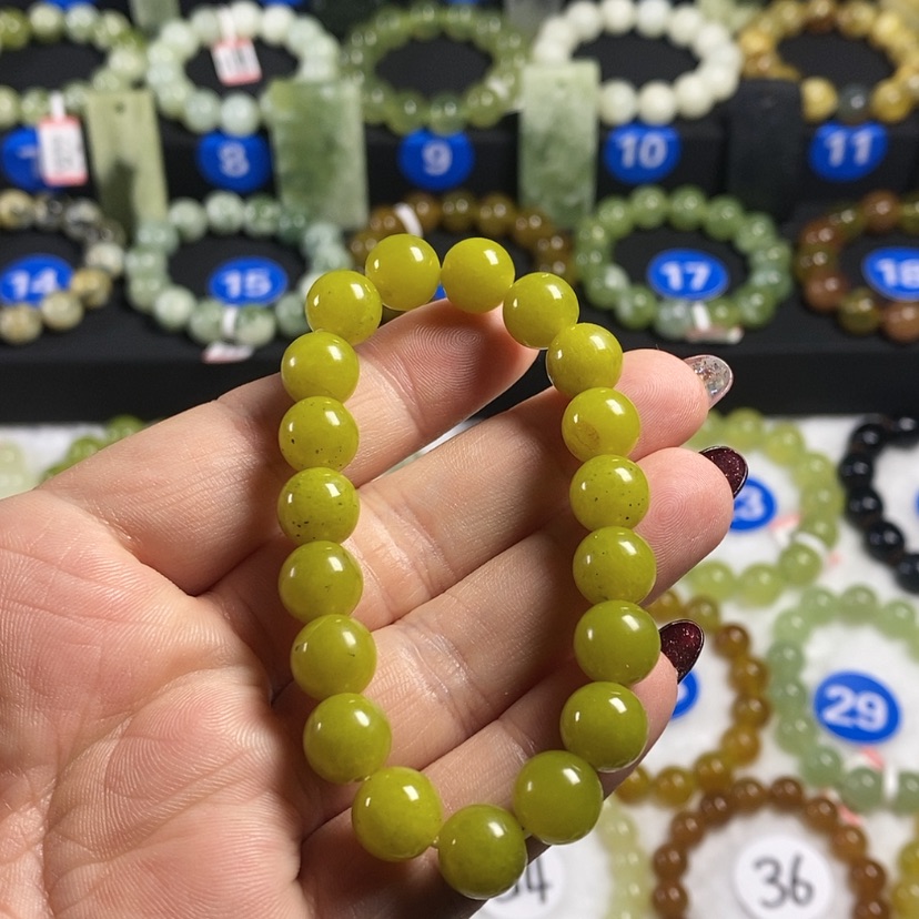 【闪购商品】蛇纹石玉手链未镶嵌卡10