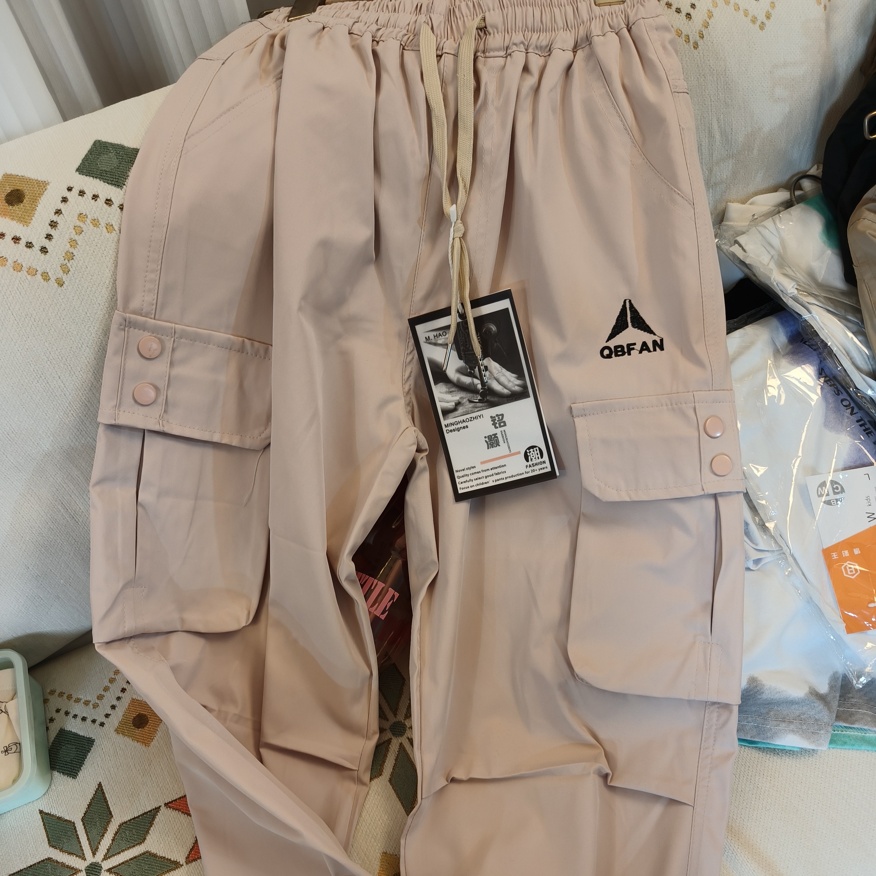 2002粉色青少年大童工装裤