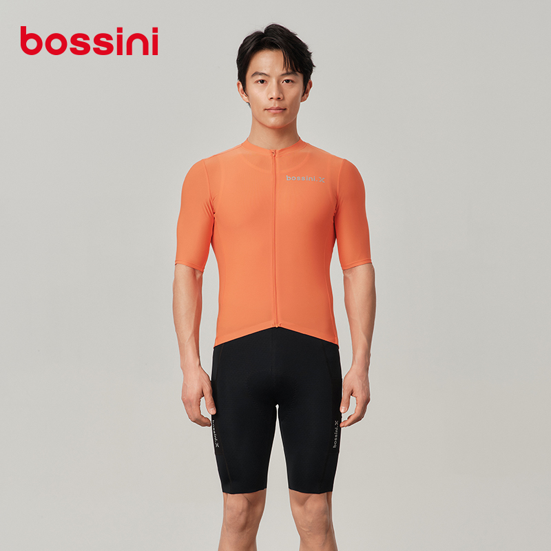 【bossini】男女同款纯色小标公路自行车短袖骑行服透气吸汗速干