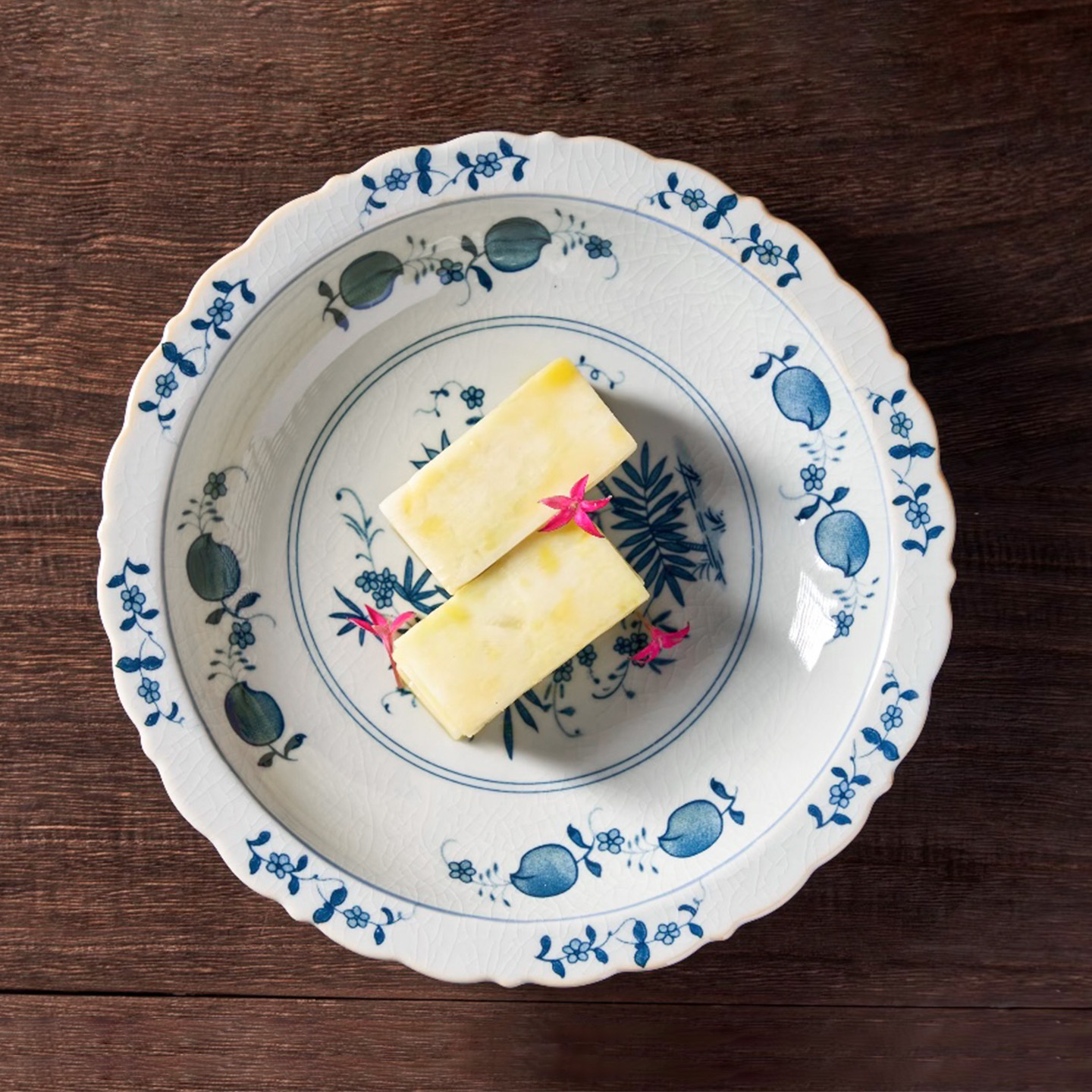 先锋匠厨冰裂青花瓷精致糕点甜品复古餐盘创意餐厅会所凉菜水果盘