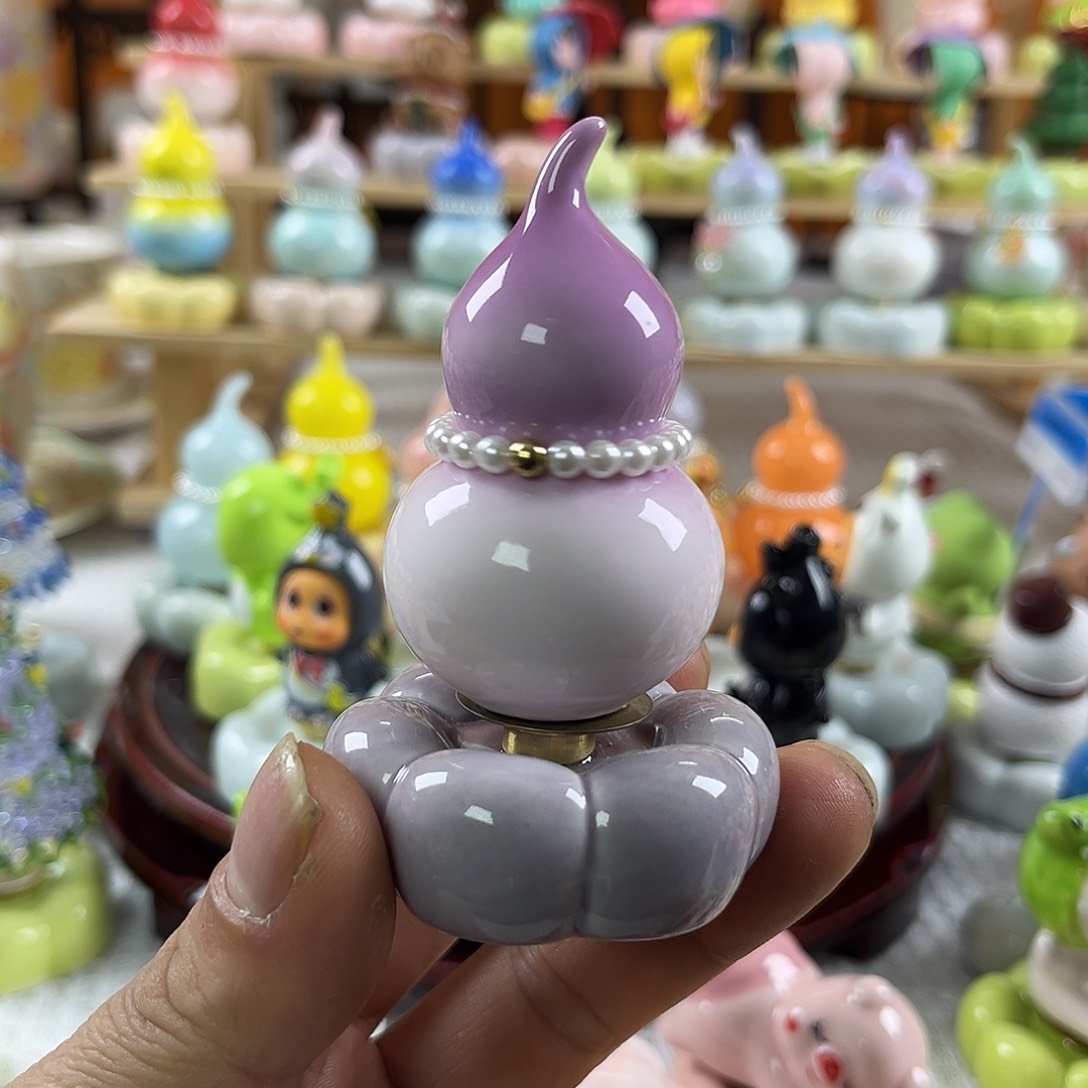 陶景德镇陶瓷底座转转渐变紫粉