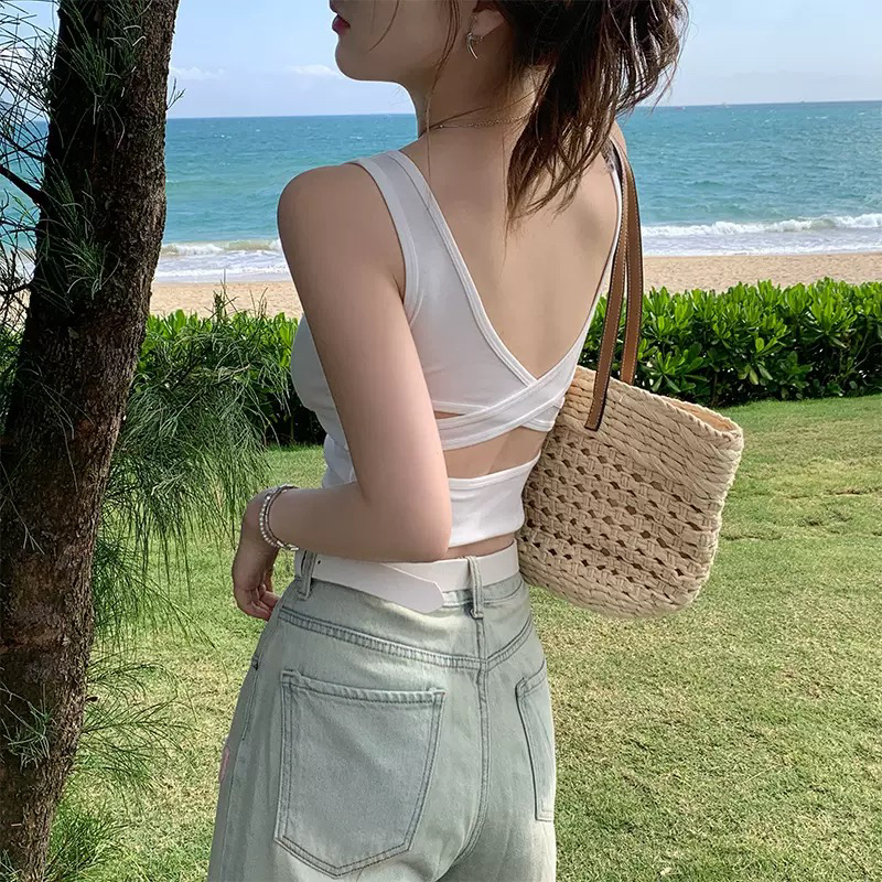 吊带背心一体杯纯欲风辣妹性感露背百搭显瘦外穿美背