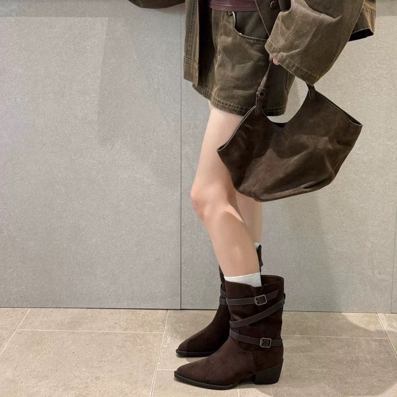 皮带扣秋季马丁靴小个子裤管靴子百搭女靴时装靴myx 310-2
