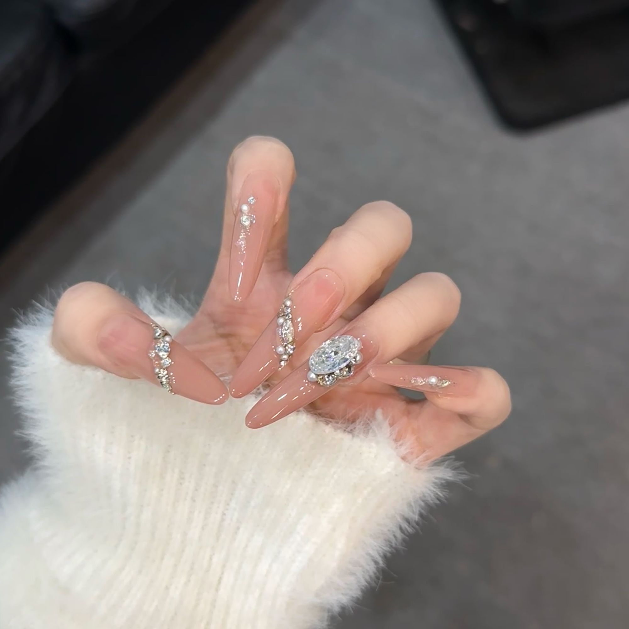 【卡颜】-新调超显嫩拍拍胶搭碎钻高定系列纯手工穿戴甲