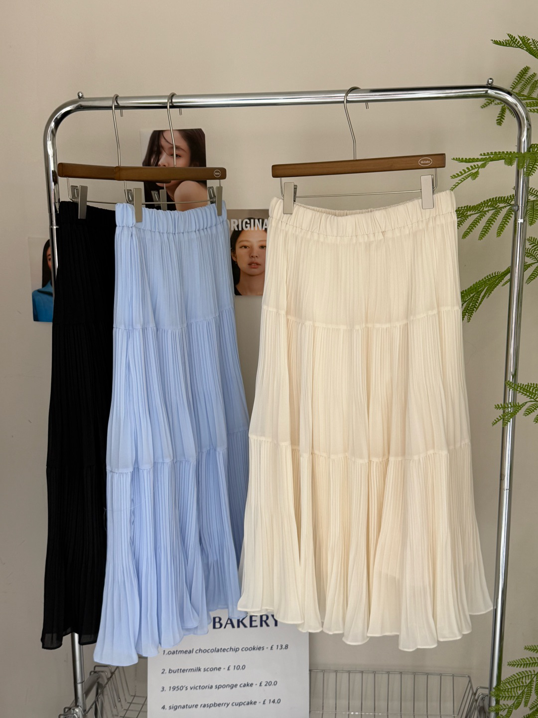 雪纺压褶半身裙5010