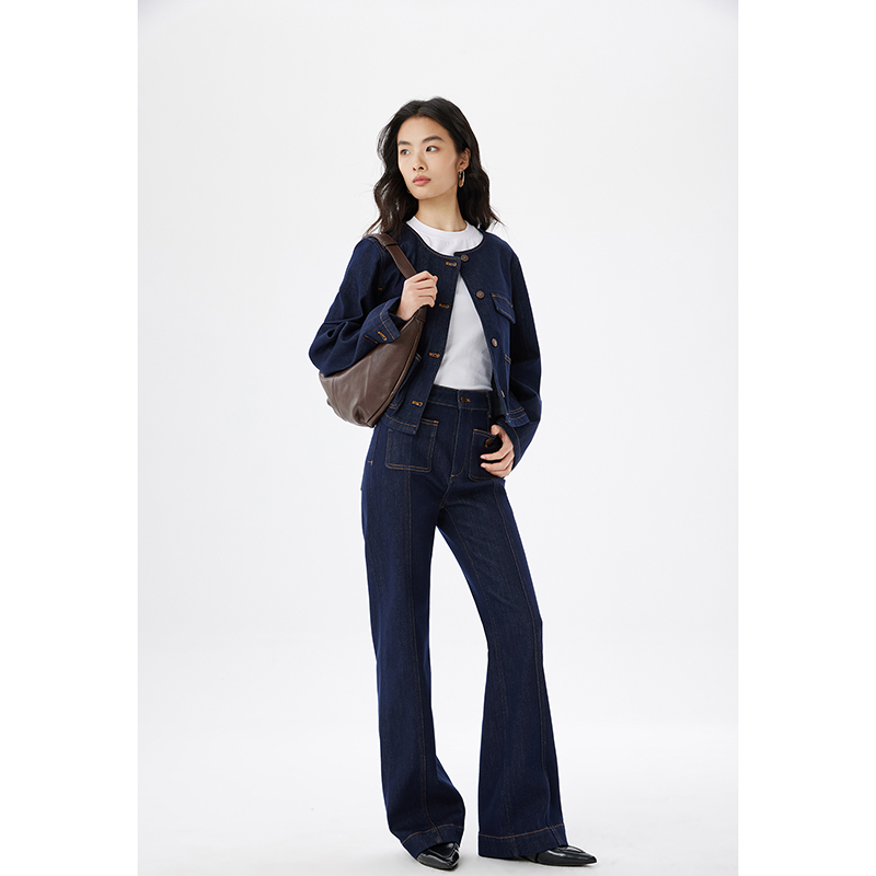 LULU Te amo 高时尚牛仔套装春秋休闲直筒裤丹宁显瘦上衣套装588