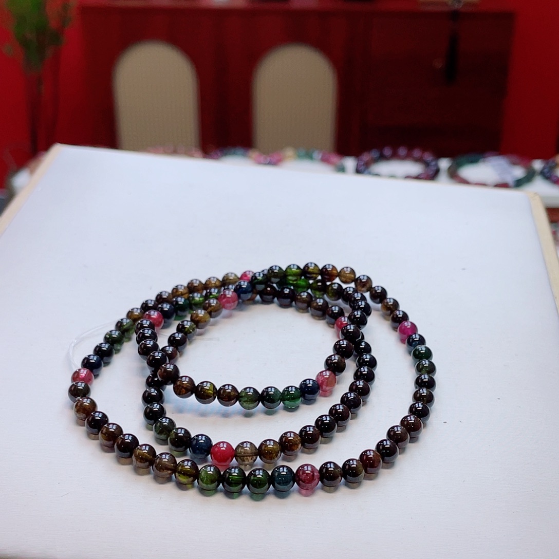 手串碧玺未镶嵌多样性发其一