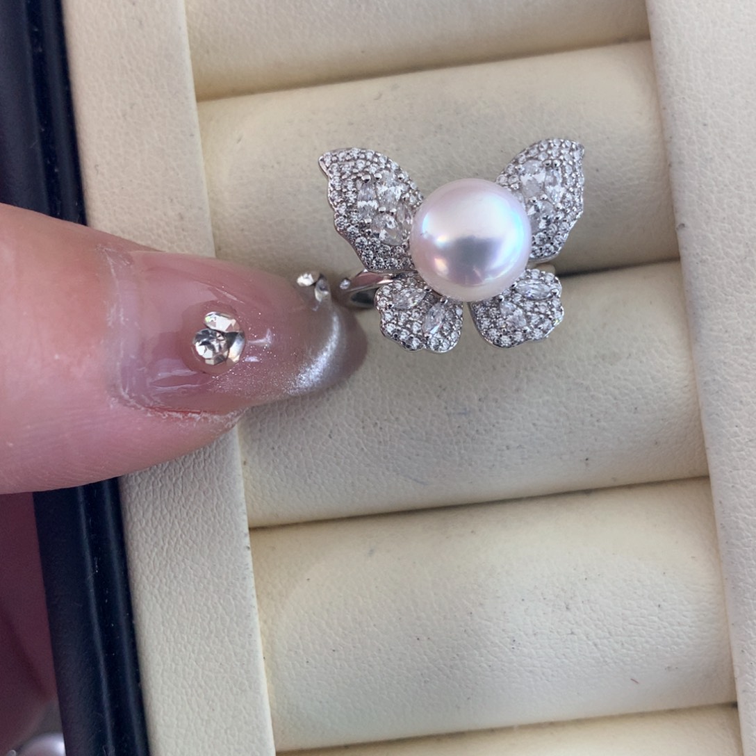 海水珍珠戒指银S925镶嵌