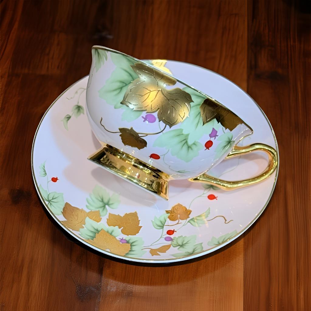 金葡萄粉系列咖啡杯碟陶瓷高档
