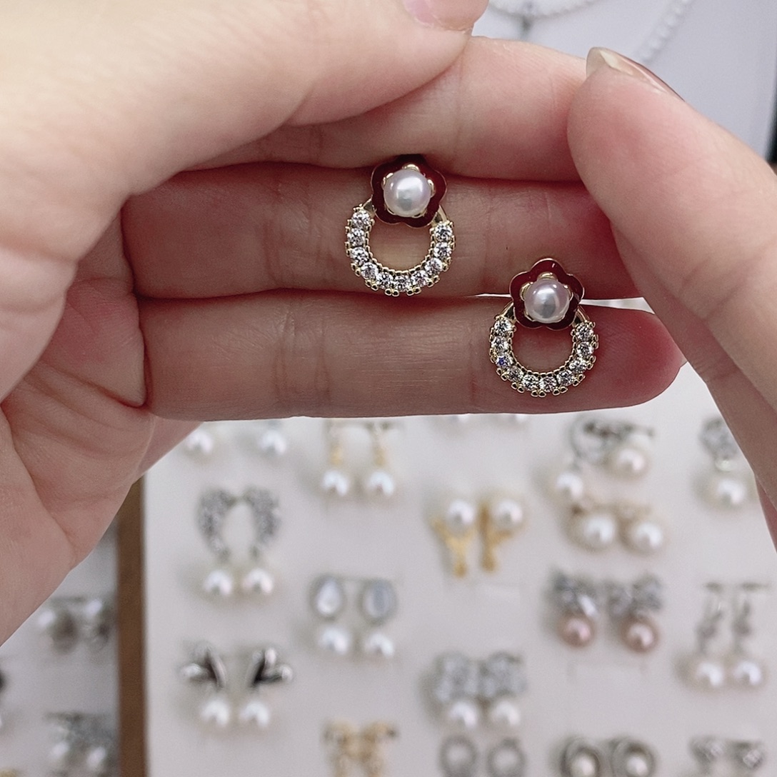 淡水珍珠耳饰合金