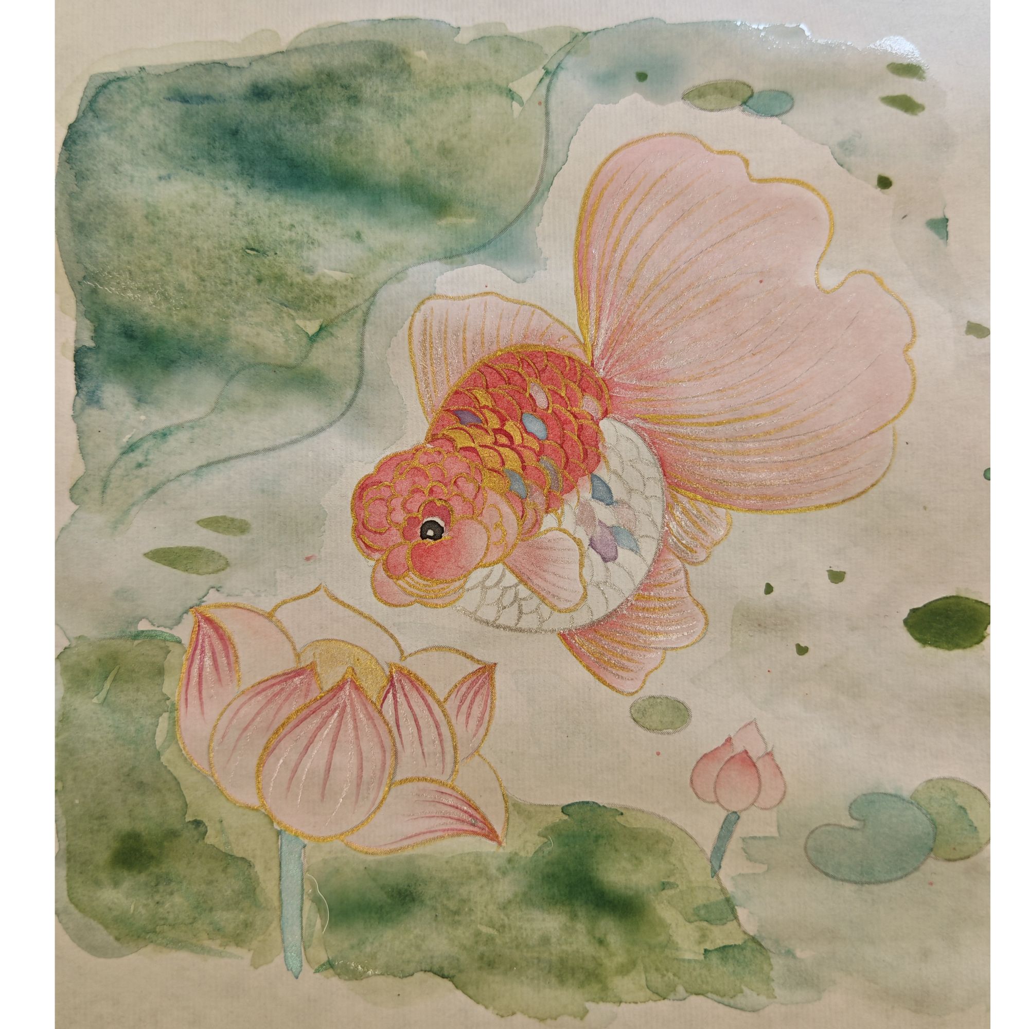 【白描日记】胖胖鱼工笔白描线稿线稿国画临摹稿（含电子彩图）