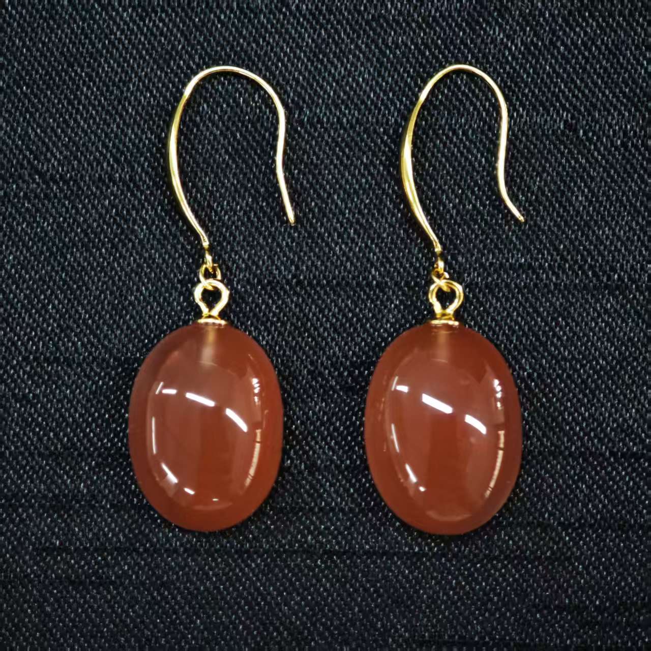 语唐保山南红河湾冰红耳环