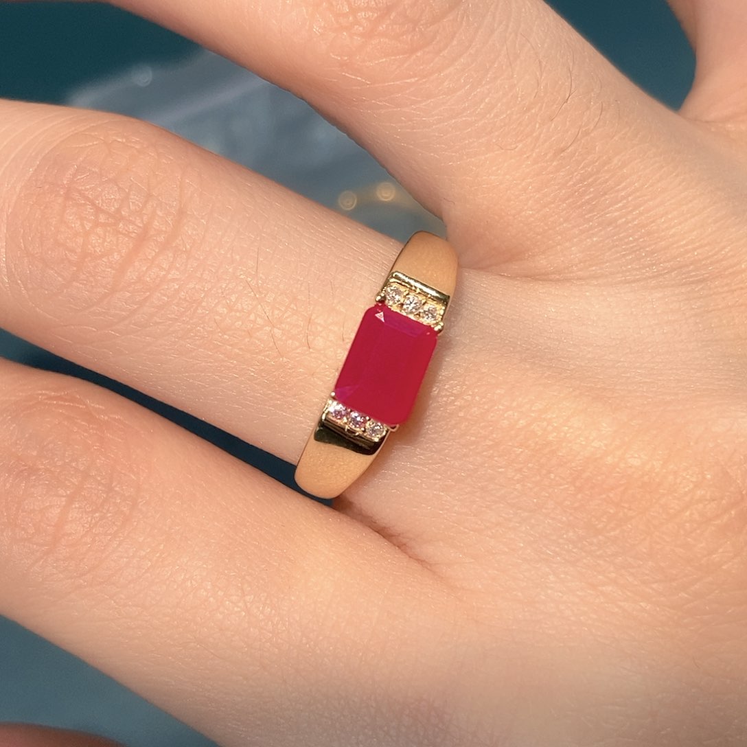 红宝石戒指银S925镶嵌哎*呀