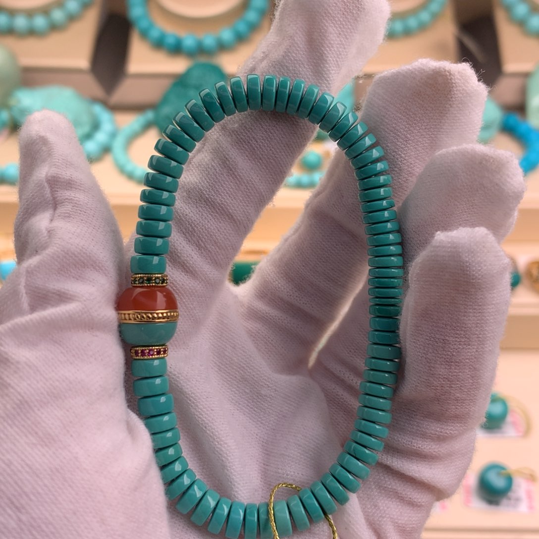 绿松石珠宝奇石18K金镶嵌