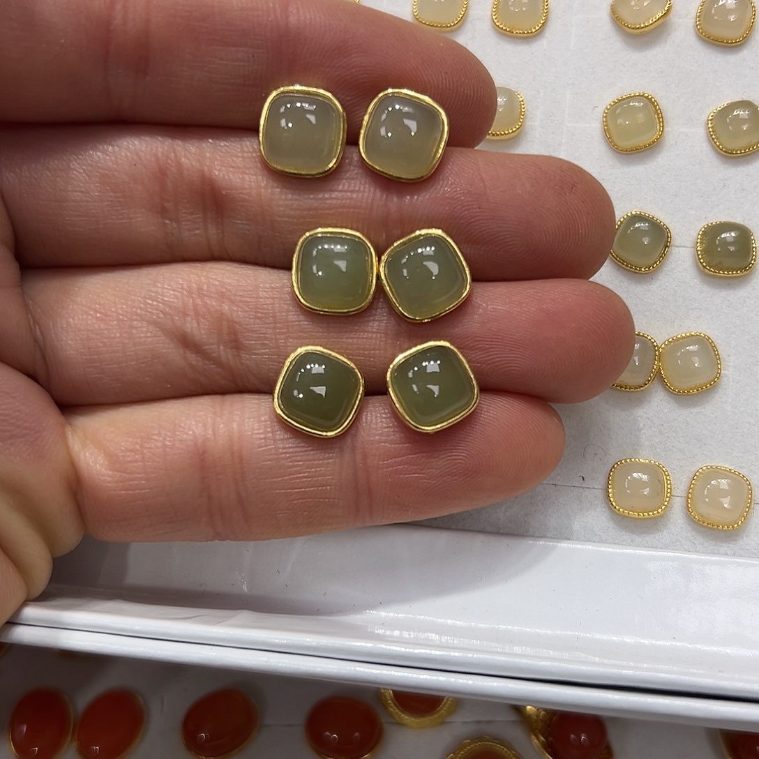 和田玉耳饰银S925镶嵌M****e