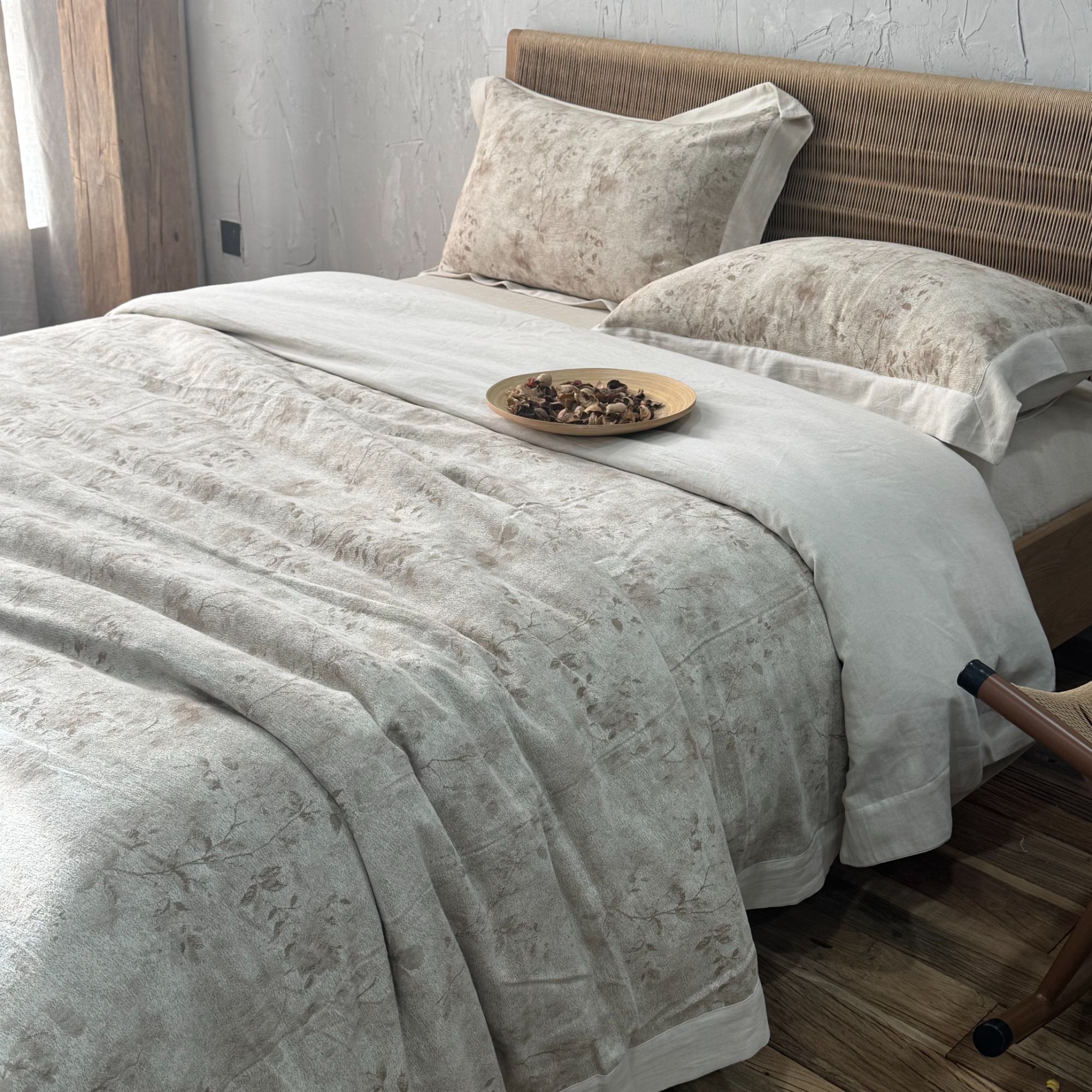 【小隐于野】轻奢欧式柔软棉麻双面高档四件套套件