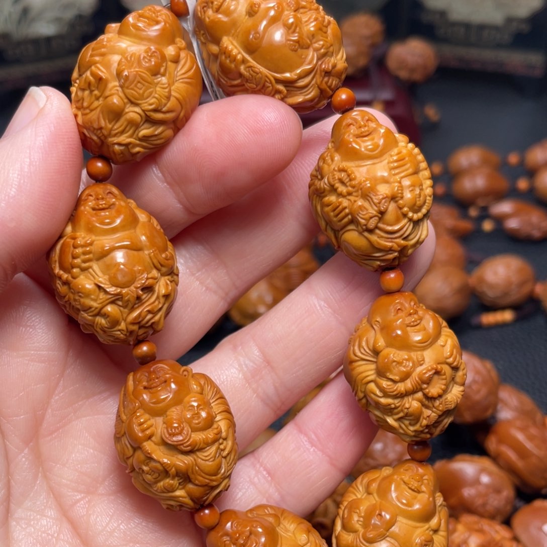 橄榄核手串/手链2.0黄胖核五子弥勒佛
