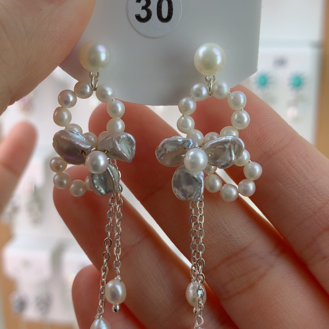 项链银S925镶嵌淡水珍珠