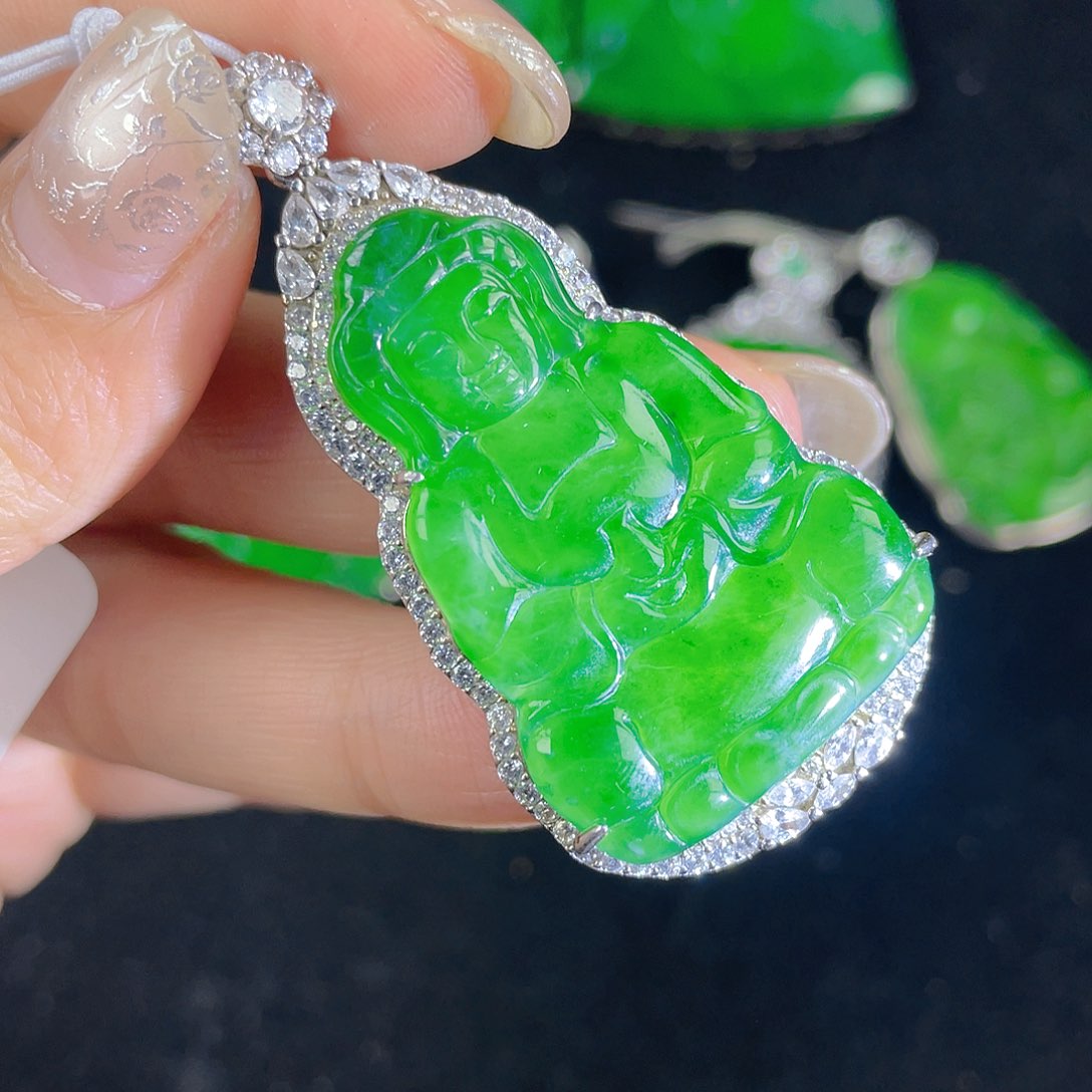 翡翠吊坠(不含链)银S925镶嵌