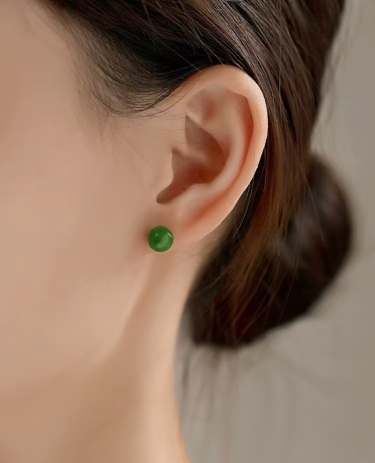合金仿水晶耳饰 【555】618/31-70/119-9   新中式绿色气质耳钉