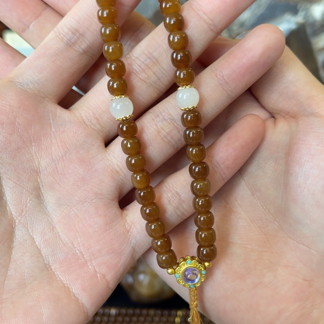 和田玉（糖玉）未镶嵌手链金山全糖7mm老型手持