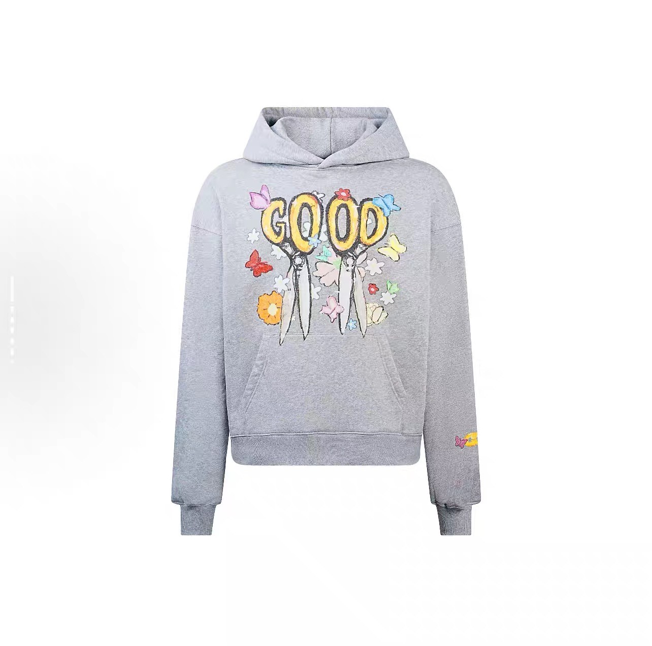 【赵泳鑫同款】GOOO蝴蝶鲜花剪刀蜡笔画连帽卫衣 男女同款