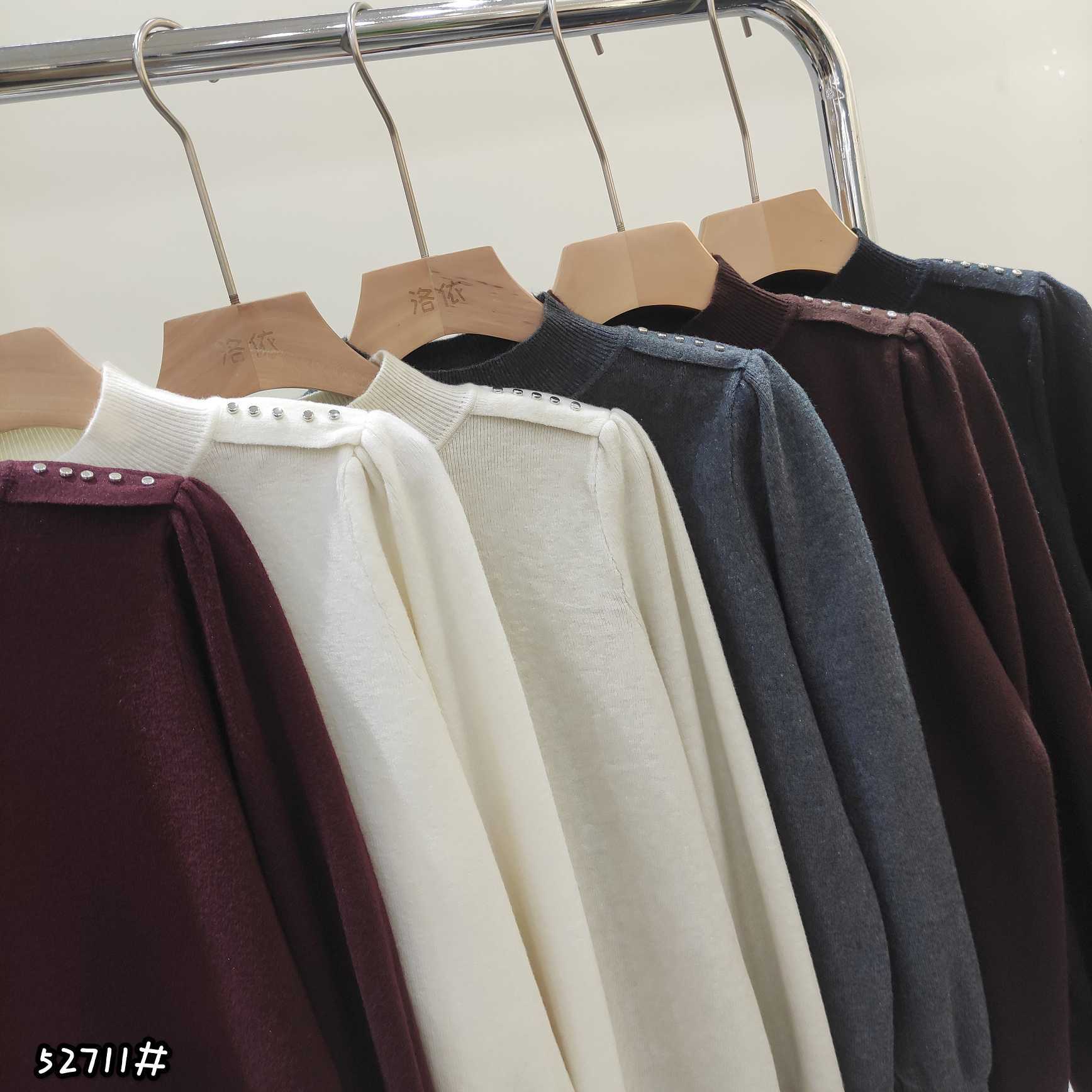 针织女毛针织衫设计师挂脖针织衫加绒百搭针织衫上衣B8-52711