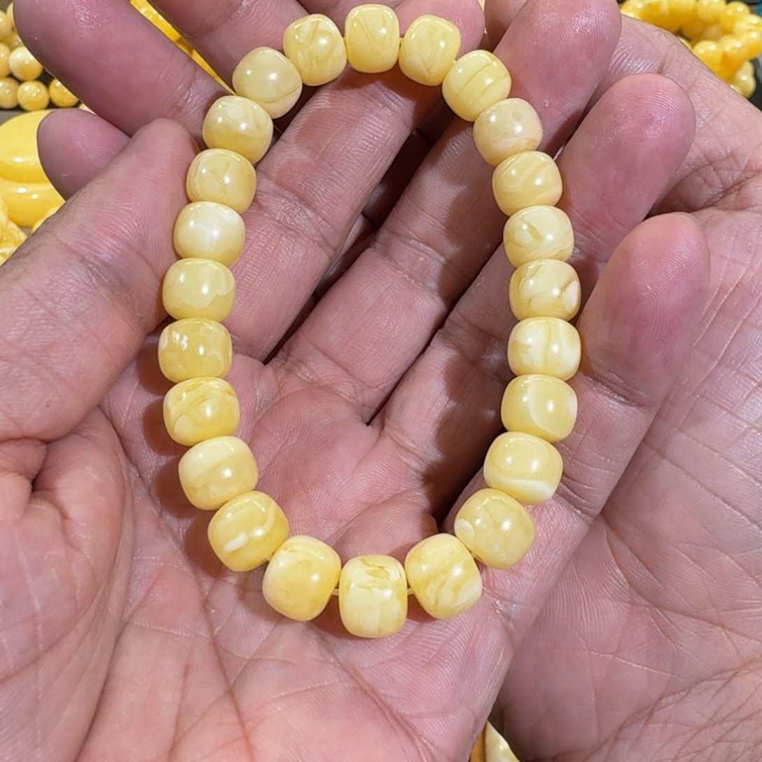 琥珀手链未镶嵌10m特价精工老型白花蜡串13.8克