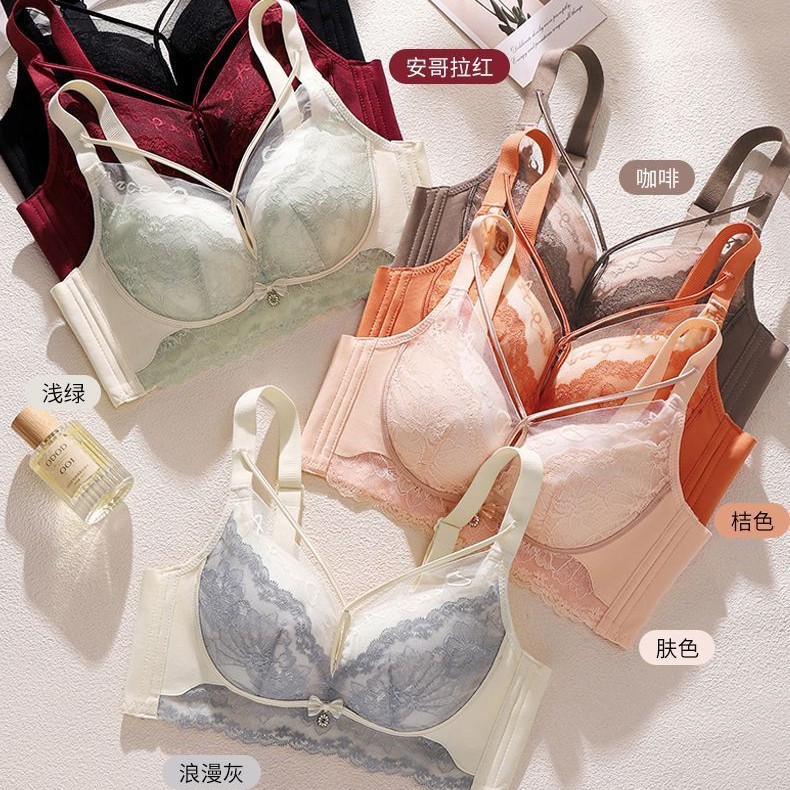 2026#加厚款纯欲蕾丝小胸显大上托防下垂女性文胸