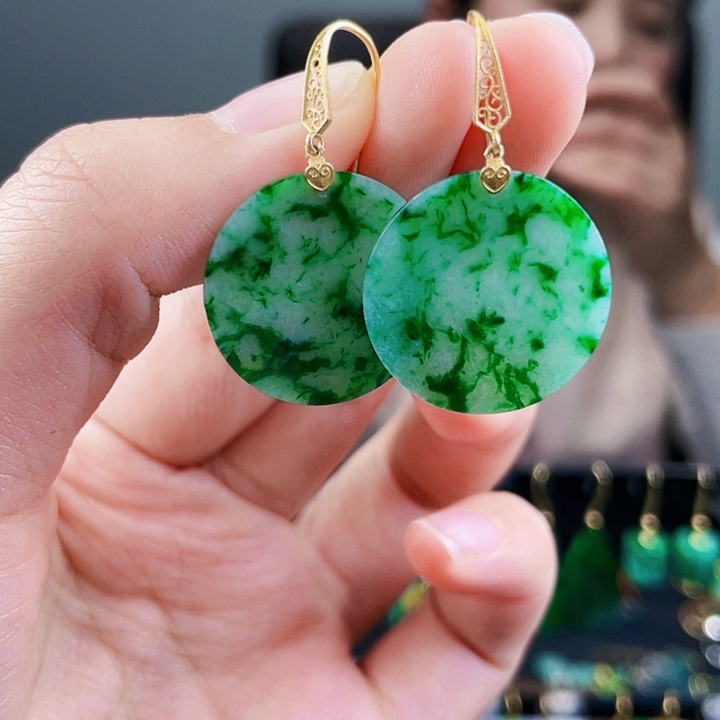 翡翠耳饰18K金镶嵌饰品