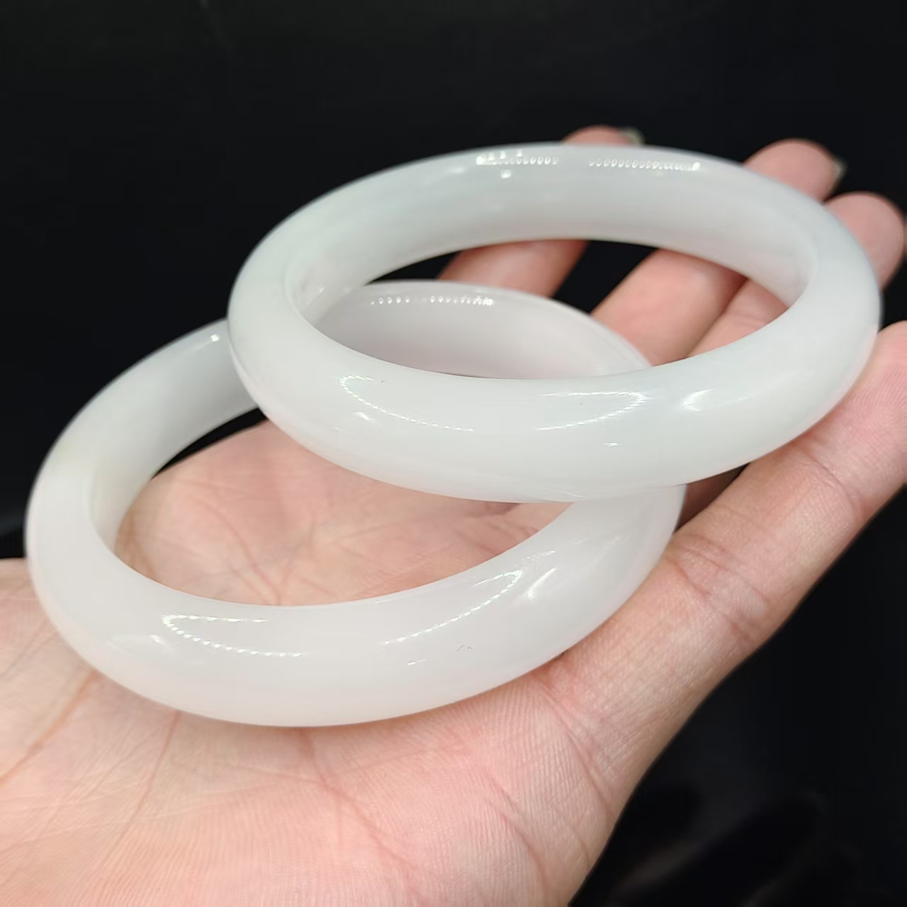 【龙龙严选】白冰玉宽条手镯Y9【多样性发其一】圈口52-64mm