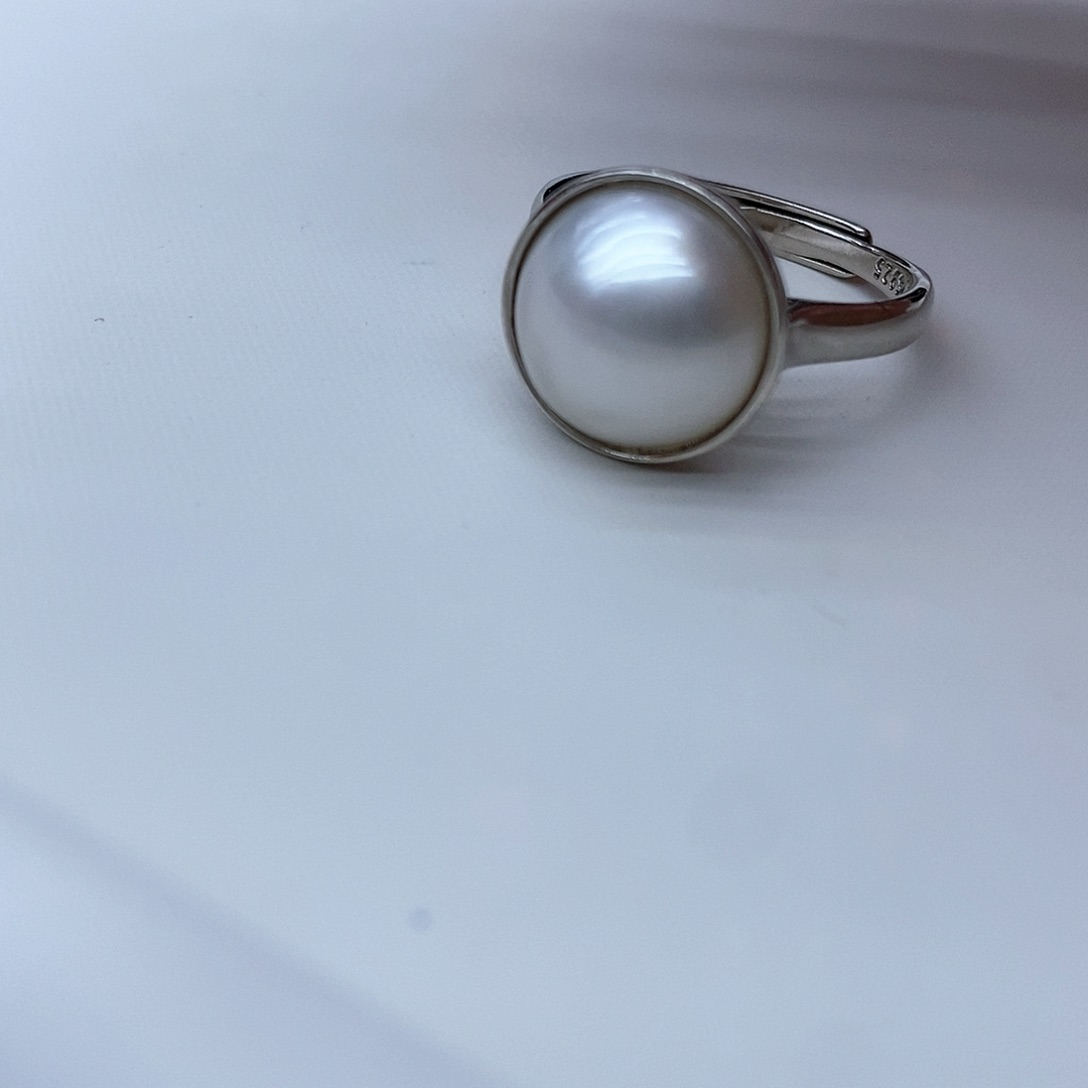 拼合珍珠（马贝珠）戒圈银S925镶嵌