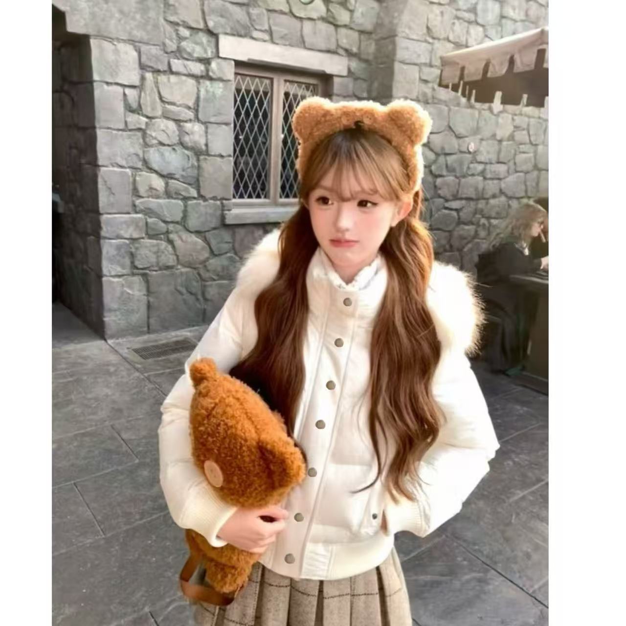 古早收腰复古大毛领保暖显瘦棉服外套女冬季休闲百搭加厚棉衣棉袄