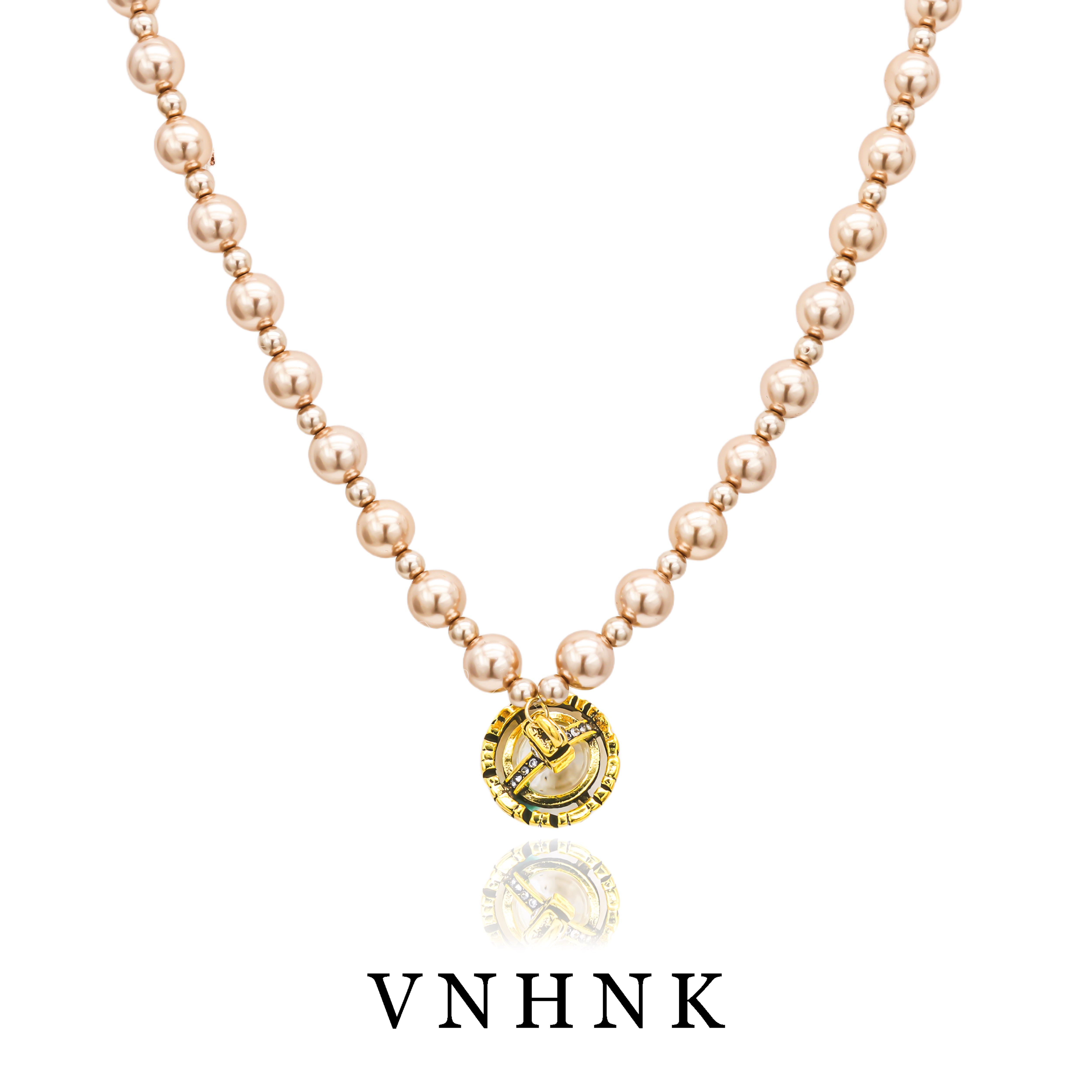 钛钢仿珍珠项链 美可儿   A511   咖色（53cm8mm4mm）时尚气质项链