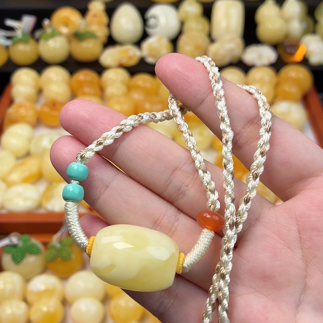 蜜蜡未镶嵌毛衣链蜜蜡
