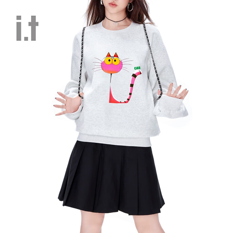 CCAABB it 休闲圆领卫衣2024冬季新款可爱趣致卡通图案装饰