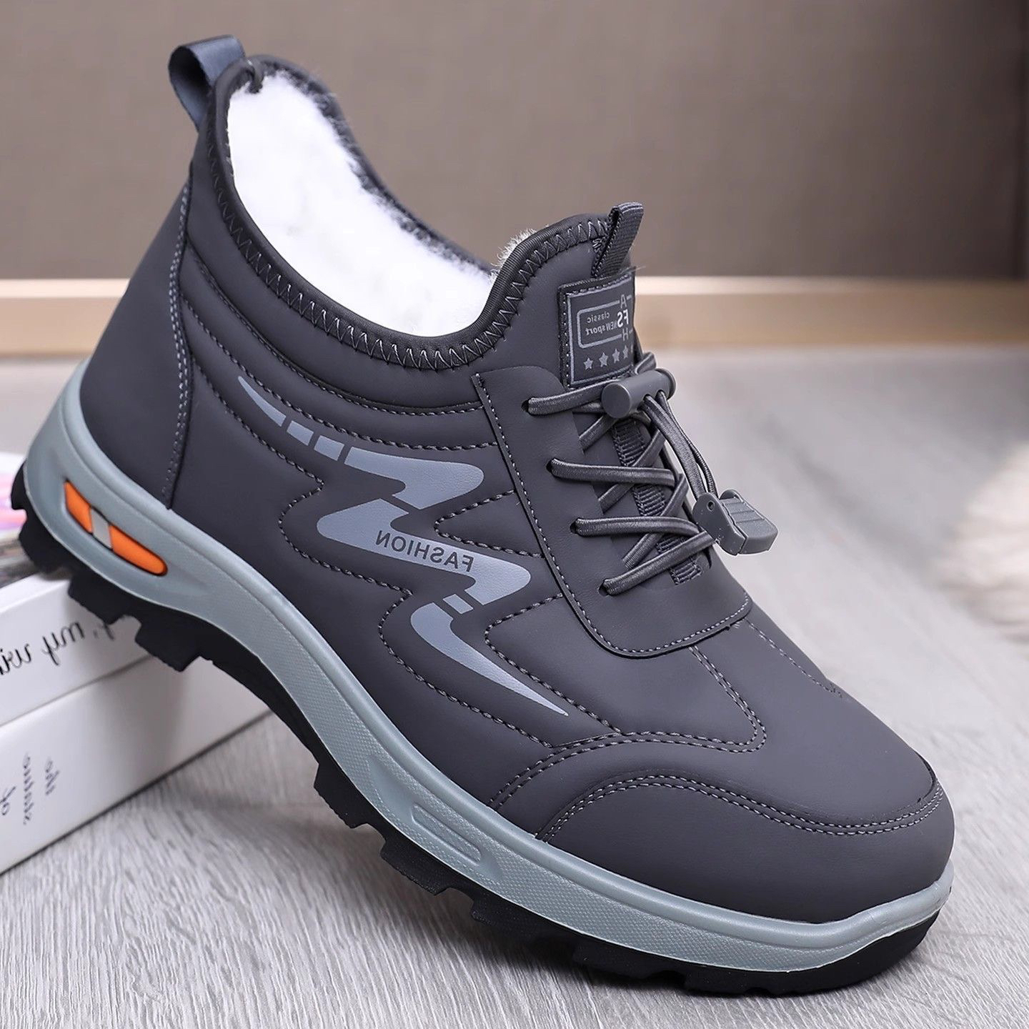 冬季布鞋平跟休闲风格子高帮棉鞋