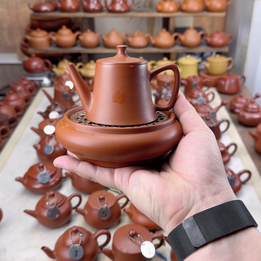 紫砂茶壶朱泥超薄开运壶