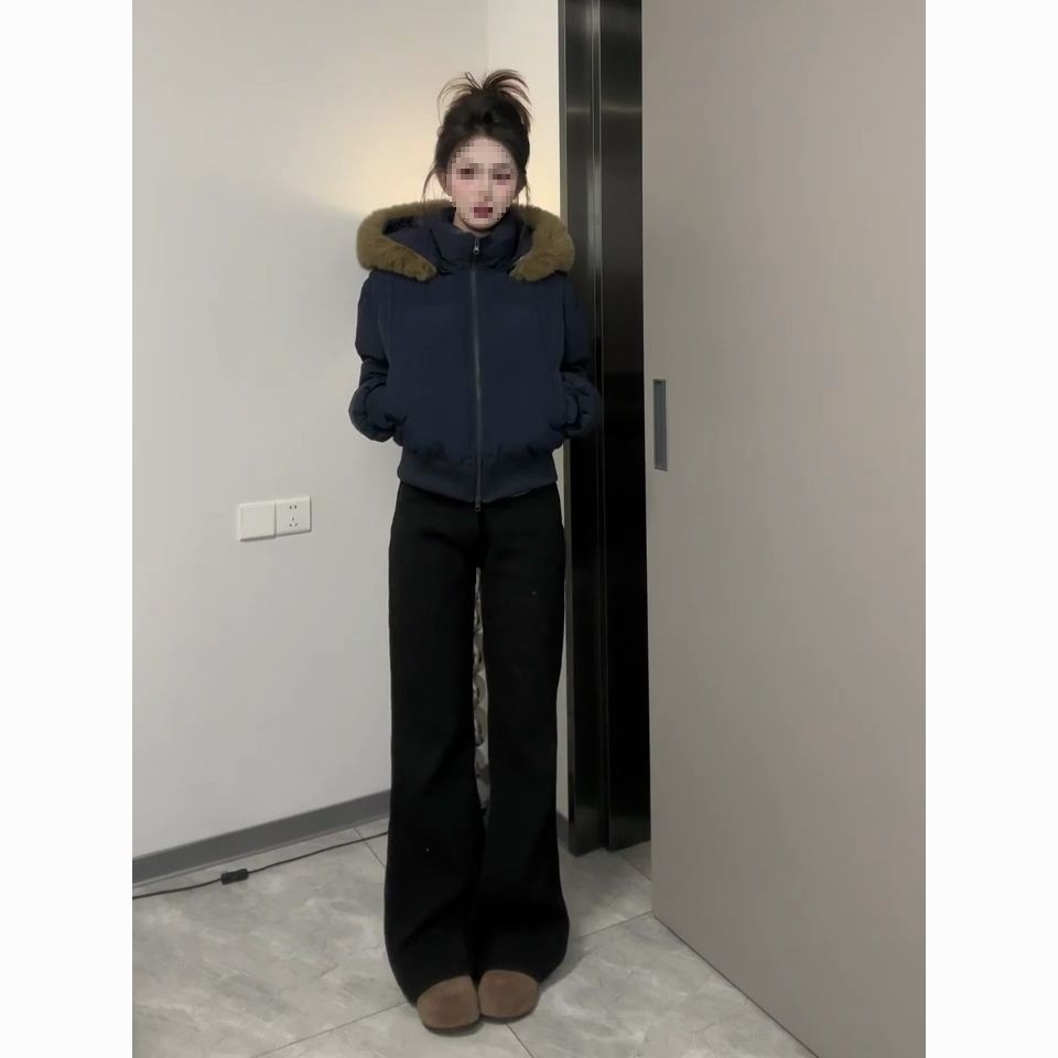 短款休闲百搭连帽保暖冬季毛领时尚防风女士加厚羽绒服女2025年春