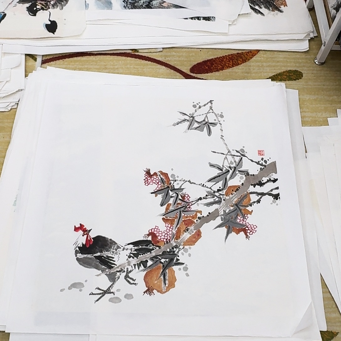 国画四尺斗方手绘作品