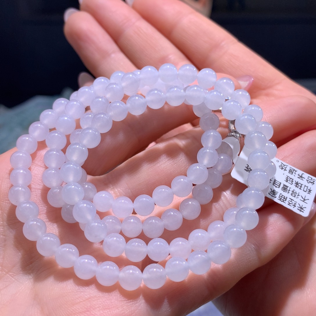 翡翠手链未镶嵌冰胶白月光项链卡6.1m m