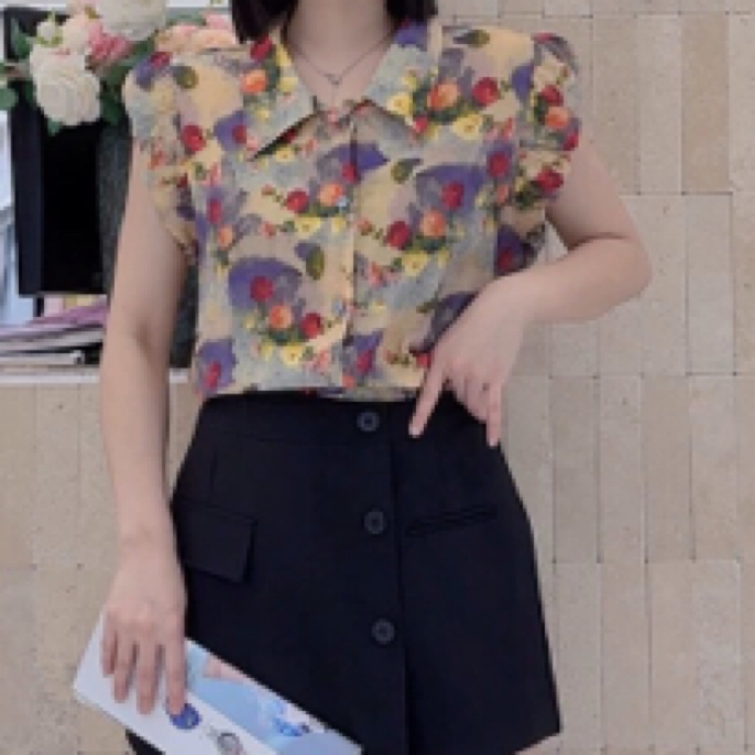 「旭润服饰」5867复古碎花上衣➕短裤裙