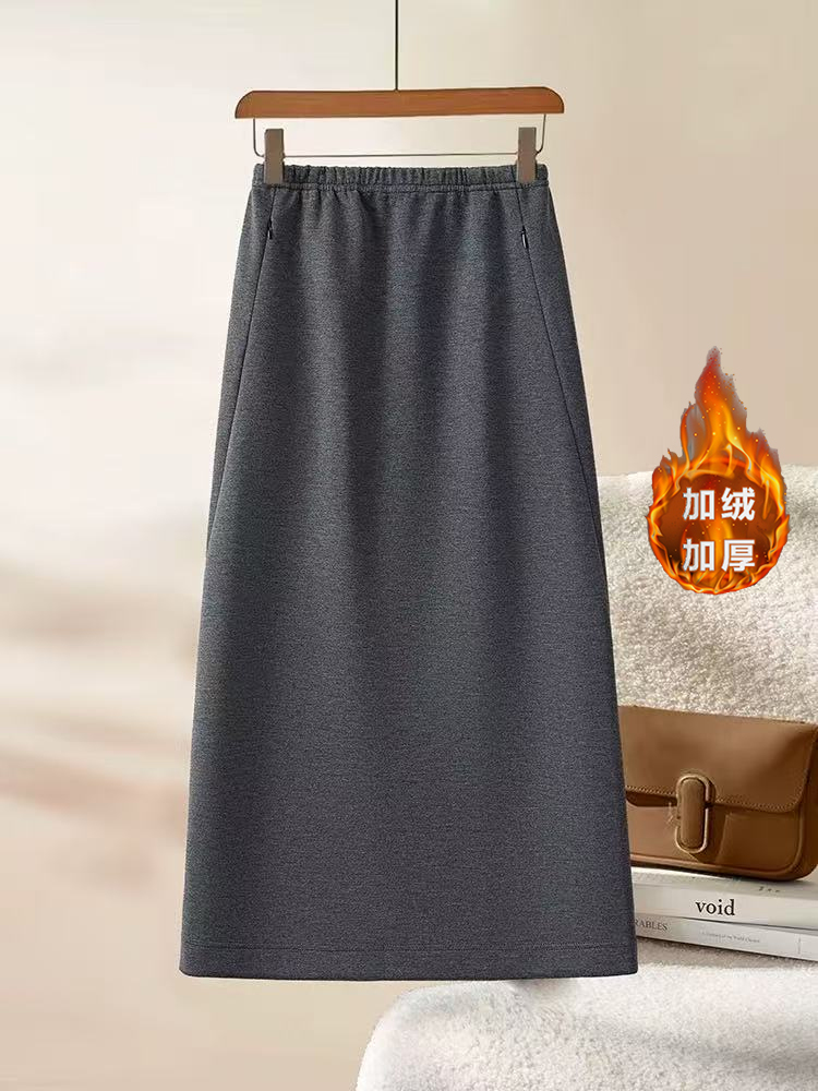【醋酸羊绒+有口袋】小个子不开叉秋冬简约百搭松紧腰A版半身裙3