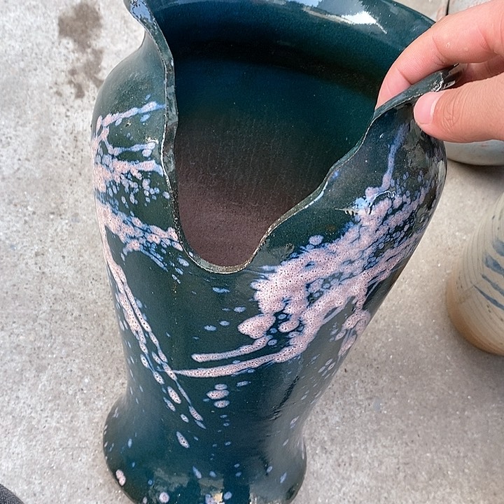 紫砂花盆瑕疵口16高30瑕疵