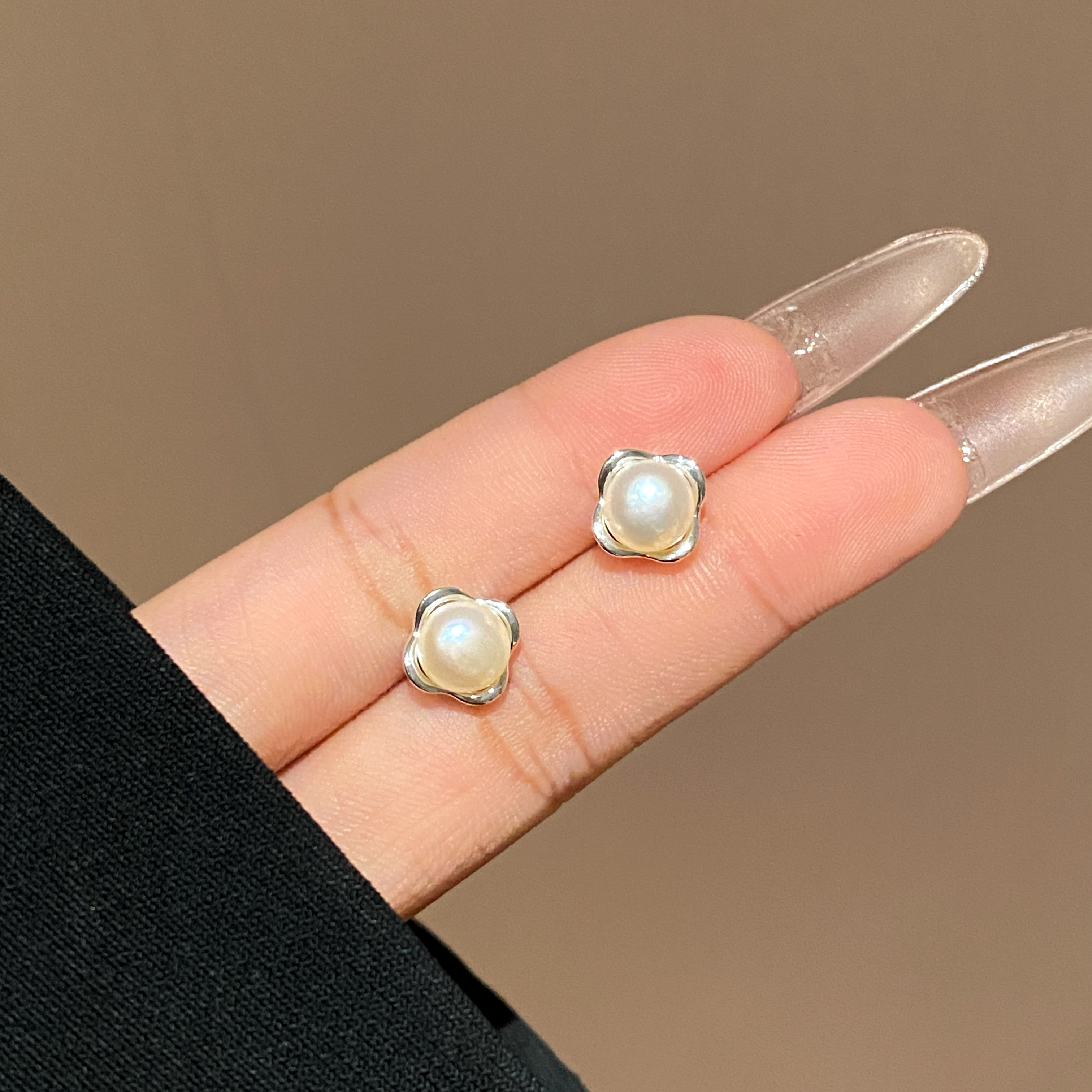 【幸运四叶】气质轻奢高级感高亮珠珠耳钉A3733